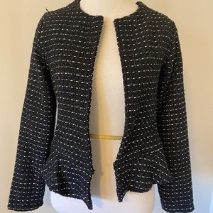 Anthropologie Black/Navy Tweed Peplum Blazer